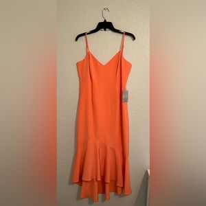 Bardot Solid Flounce High-low Dress, Melon - Large / 10 NWT